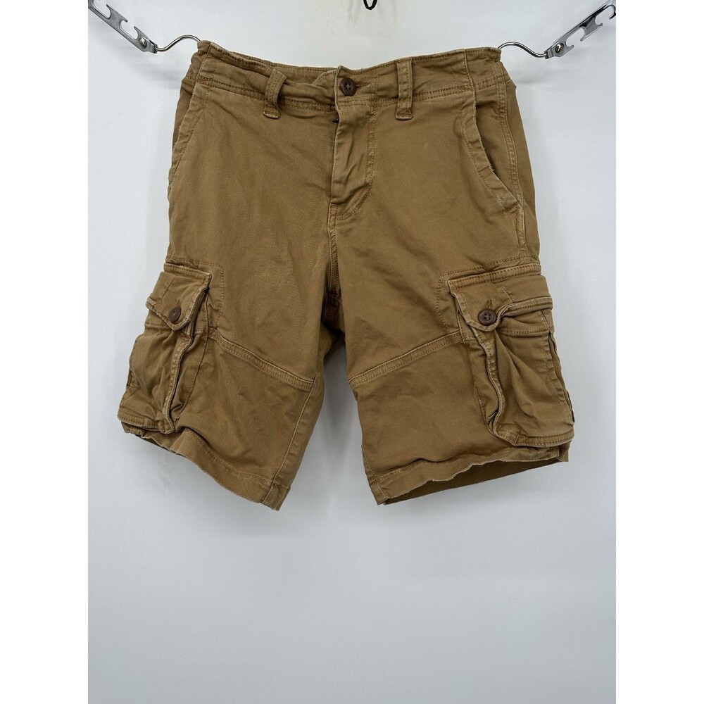 American Eagle Y2K Cargo Shorts Mens 26 Tan Stretch Longer Length Mid Rise 11